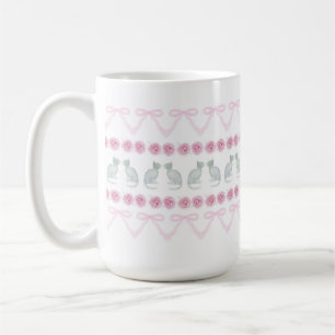 Mug Rubans roses et chatons gris
