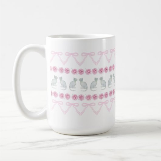 Mug Rubans roses et chatons gris (Gauche)