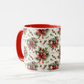 Mug Rubans Rouges et Feuilles de Houx (Devant gauche)