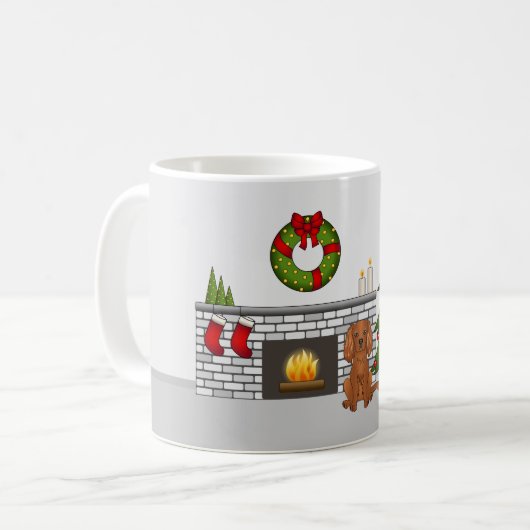 Mug Ruby Cavalier Chien Dans Une Salle De Noël Festive (Devant gauche)