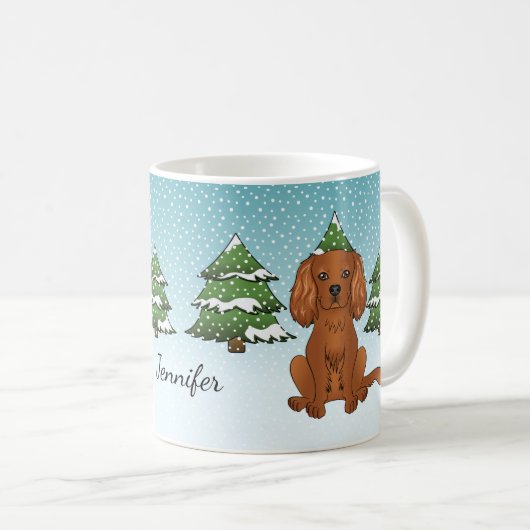 Mug Ruby Cavalier King Charles Spaniel En Hiver (Devant droit)