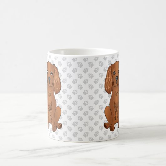 Mug Ruby Cavalier King Charles Spaniel & Paws (Centre)