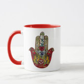 Mug Ruby Pomegranate Heart Red Bird Hamsa (Gauche)
