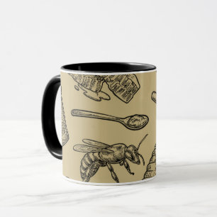 Mug Ruche d'abeille à miel Vintage Bio Naturel