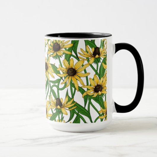 Mug Rudbekia jaune sur blanc (Droite)