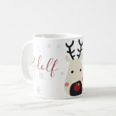 Mug Rudolf le renne à nez rouge blanc avec flocon de n (Devant gauche)