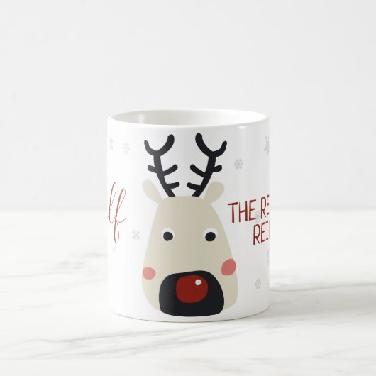 Mug Rudolf le renne à nez rouge blanc avec flocon de n (Centre)