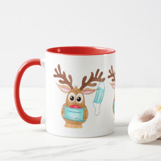 Mug Rudolph le renne masqué du visage (Avec donut)