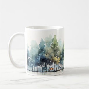Mug Rue, Arbres Et Pluie Aquarelle