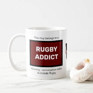 Mug Rugby Addict Ajouter Votre Nom Monogramme Initial