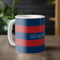 Rugby bleu marine et rouge avec nom personnalisé