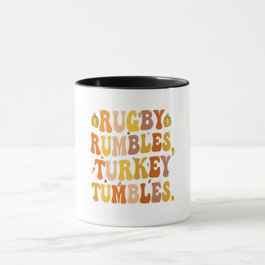 Mug Rugby Rumbles Turquie Tumbles Drôle Thanksgiving (Centre)