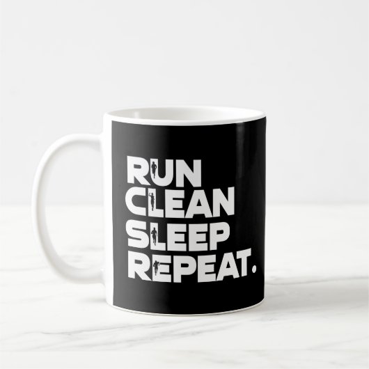 Mug Run Clean Sleep Repeat Funny (Gauche)