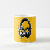 Mug RUN Headphones Street Art Sticker (Centre)