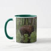 Mug Running Buffalo & Forest, Bison-lover's Design (Gauche)