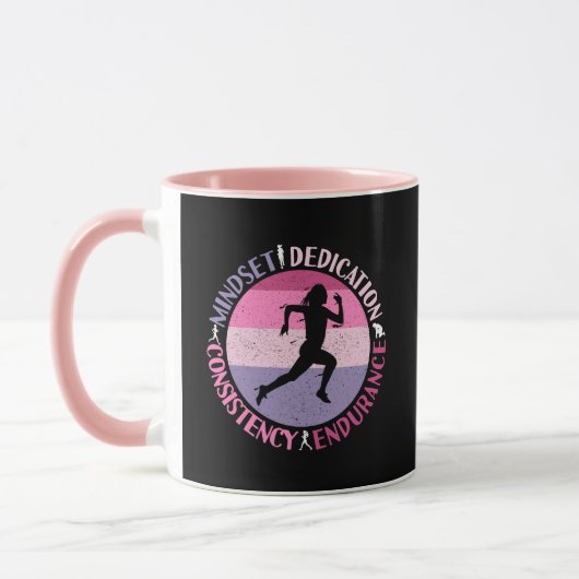 Mug Running Mindset - Citation d'endurance de la fille (Gauche)