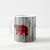 Mug ruodland barn wood red buffalo plaid bear (Devant gauche)