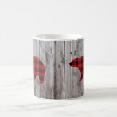 Mug ruodland barn wood red buffalo plaid bear (Centre)