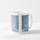 Mug Russe Bleu Bois Reindeer Pays Noël (Devant droit)
