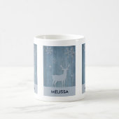 Mug Russe Bleu Bois Reindeer Pays Noël (Centre)