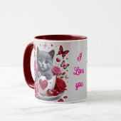 Mug Russe Blue Teaup Kitten Valentine (Devant gauche)