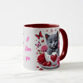 Mug Russe Blue Teaup Kitten Valentine (Devant droit)