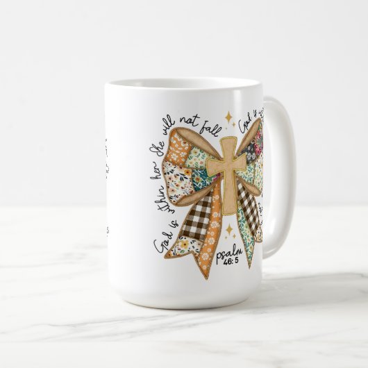 Mug Russe Christian Coquette Bow Dieu est dans elle (Devant droit)