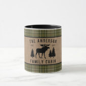 Mug Russe Famille Cabine Moose Pine Vert Plaid 2 Tone (Centre)