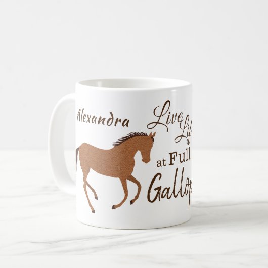 Mug Russe Horse Faux Cuir Vie Vie Motivationnelle (Devant gauche)