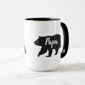 Mug Russe Papa Bear Simple Noir et Blanc (Devant droit)