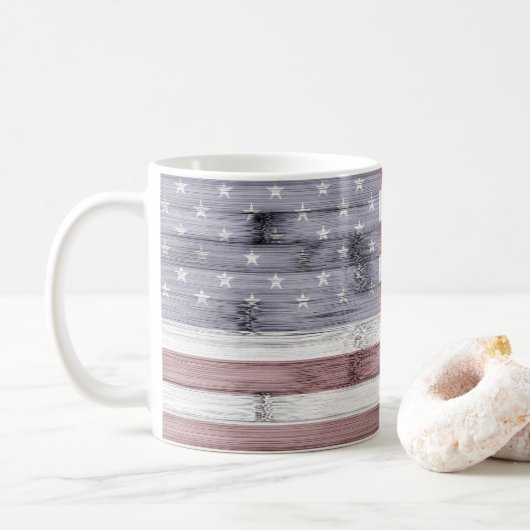 Mug Russe Rouge Blanc Bleu Bois américain drapeau Amér (Avec donut)