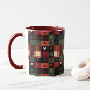 Mug Russe Rouge Vert Blanc Plaid Pays Cottagecore