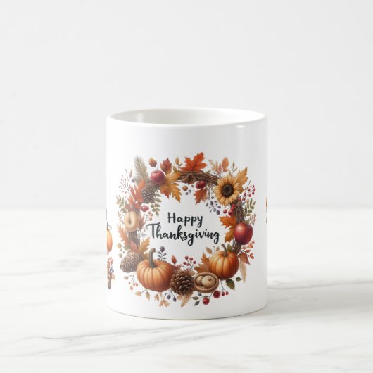 Mug Russe Thanksgiving Citrouille Aquarelle Automne (Centre)
