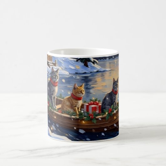 Mug Russian Blue Cat Christmas Boat Holiday (Centre)