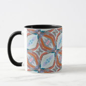 Mug Rust unique, Turquoise, Bleu clair et rose Motif D (Gauche)