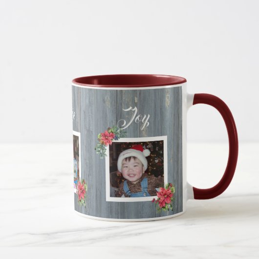 Mug Rustic Barn Board et Poinsettia | 3 Photos de fami (Droite)