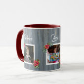 Mug Rustic Barn Board et Poinsettia | 3 Photos de fami (Devant gauche)