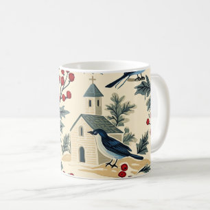 Mug Rustic Bird et Poinsettia Motif de Noël (18)