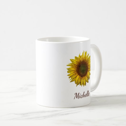Mug Rustic Boho Sunflower Botanical Personalized (Devant droit)