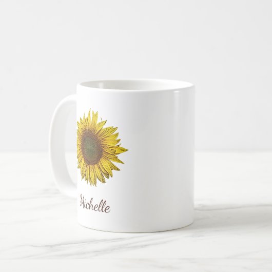 Mug Rustic Boho Sunflower Botanical Personalized (Devant gauche)