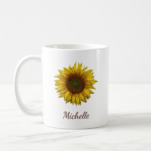 Mug Rustic Boho Sunflower Botanical Personalized (Gauche)