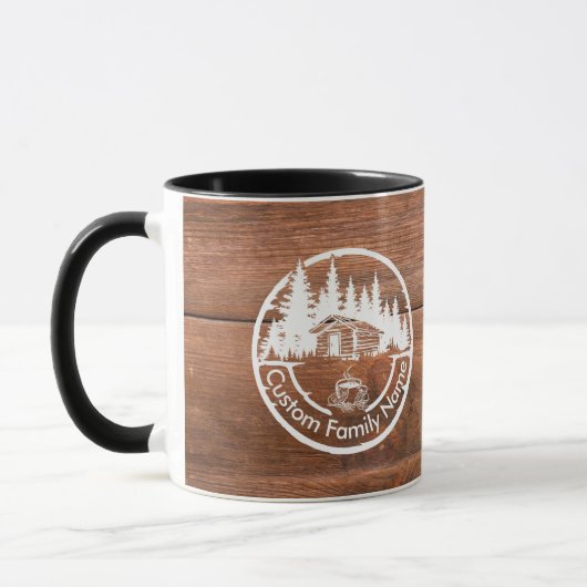 Mug Rustic Cottage Cabin Barn | Custom Family Name (Gauche)
