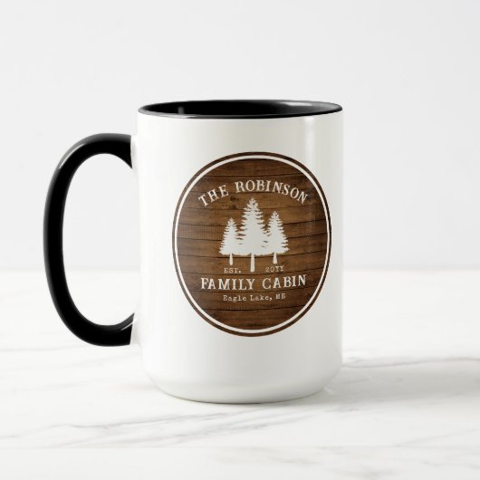 Mug Rustic Country Famille Cabines Arbres Bois Planche (Gauche)