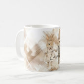 Mug Rustic Cream Brown Stripes Bunny Rabbits Love (Devant gauche)
