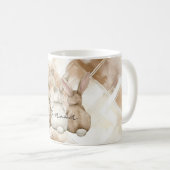 Mug Rustic Cream Brown Stripes Three Bunny Rabbits (Devant droit)