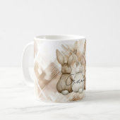 Mug Rustic Cream Brown Stripes Three Bunny Rabbits (Devant gauche)