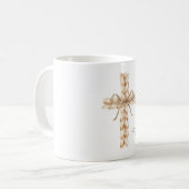 Mug Rustic Cream Cross with Bow Believe (Devant gauche)