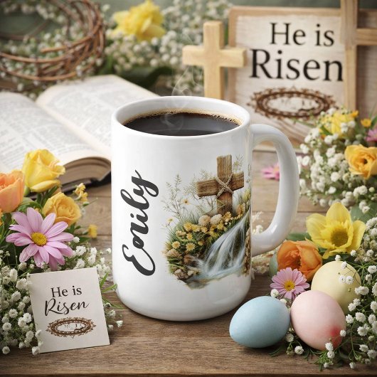 Mug Rustic Cross Waterfall Easter Design