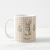 Mug Rustic Cute Rabbit Brown Gingham Personalized (Gauche)