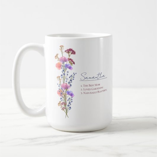 Mug Rustic Delicate Acrylic Wildflower Personalized (Gauche)
